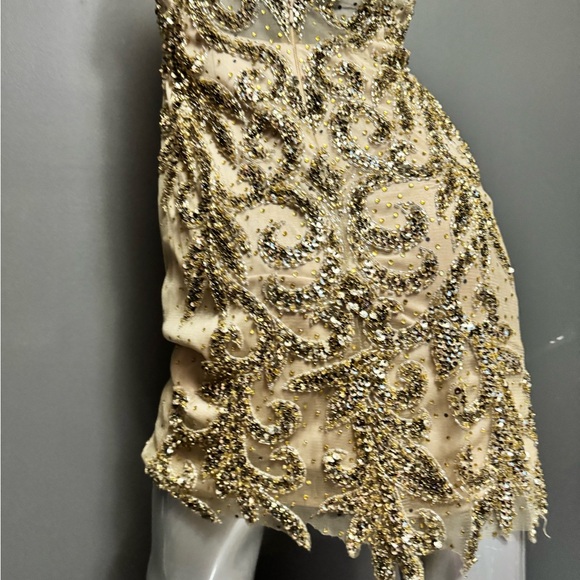SHERRI HILL 53171 Gold Embellished Open-Back Dress - Picture 7 of 11